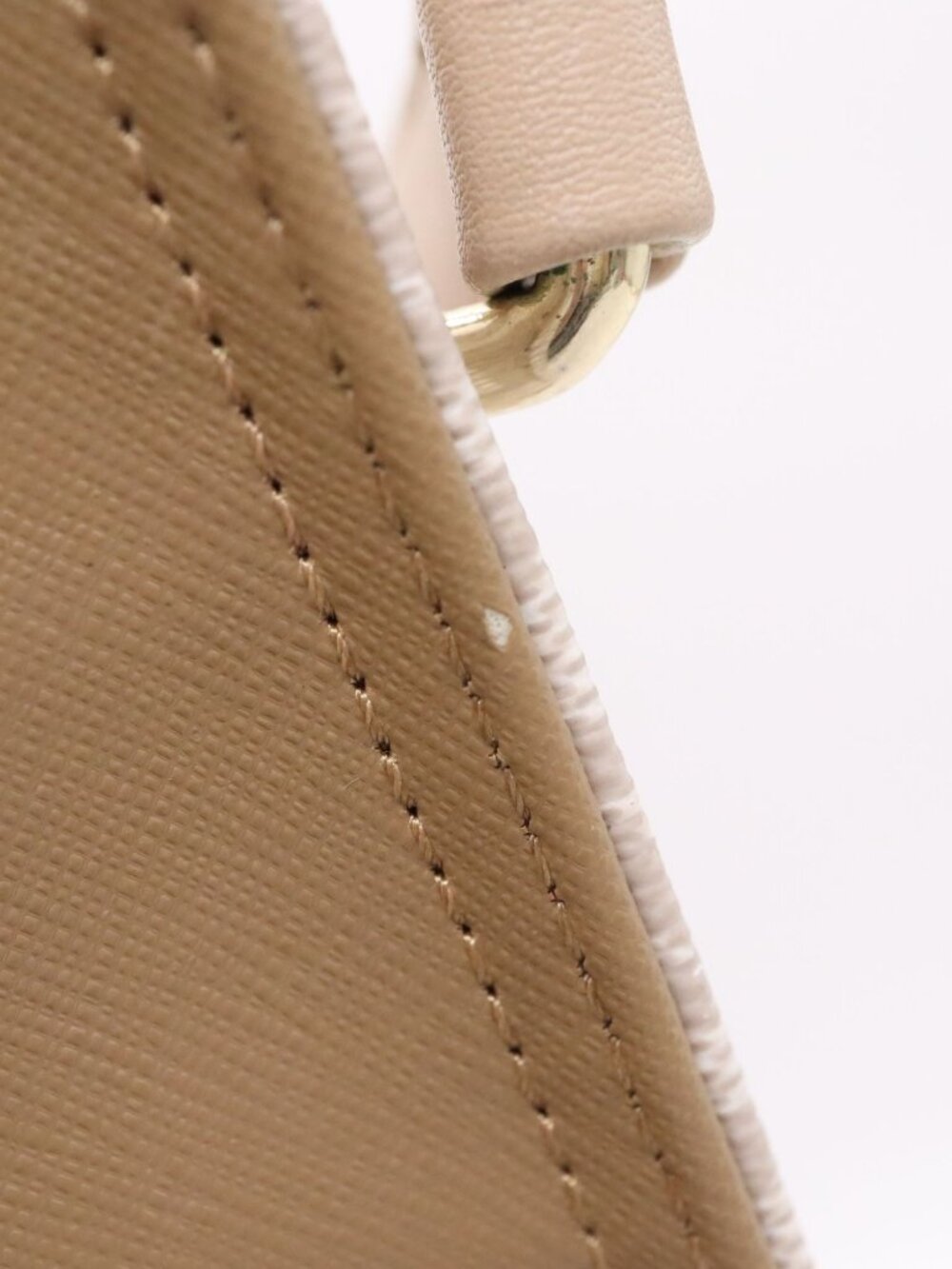 DKNY Tan / Cream Monogram Logo Satchel Tote Gold Hardware Shoulder Bag - Picture 11 of 16